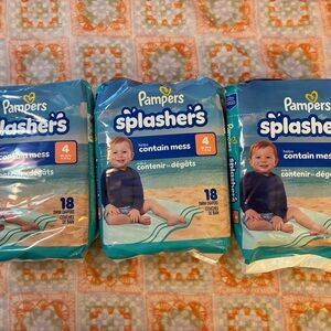 3Pks Pampers Splashers Swim Diapers Size 4 Brand New